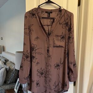 Forever 21 Mauve Floral Blouse